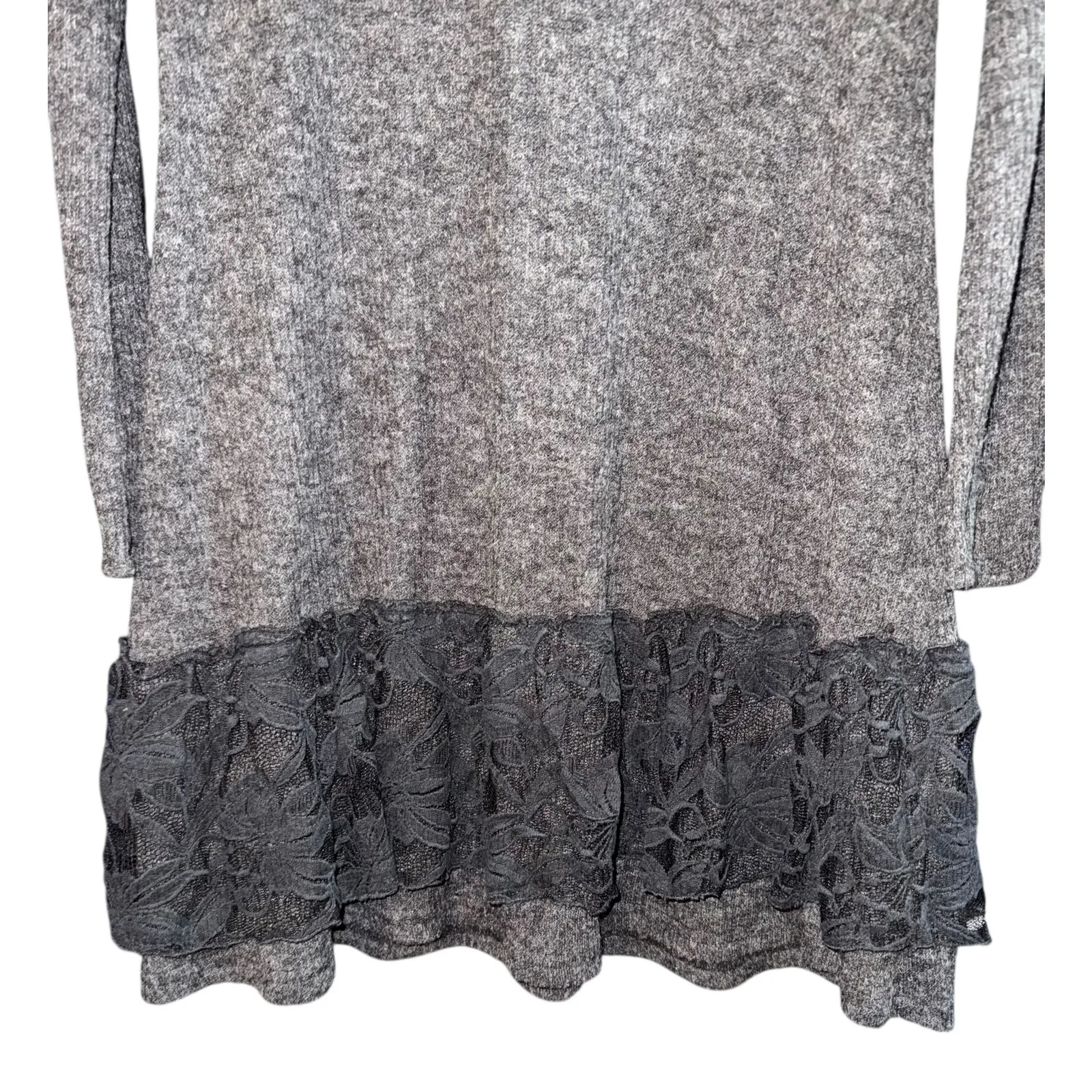 Pretty Angel Linen Blend Knit Sweater Dress Lace Ruffle Hem Women LG Fairy Goth - Image 3