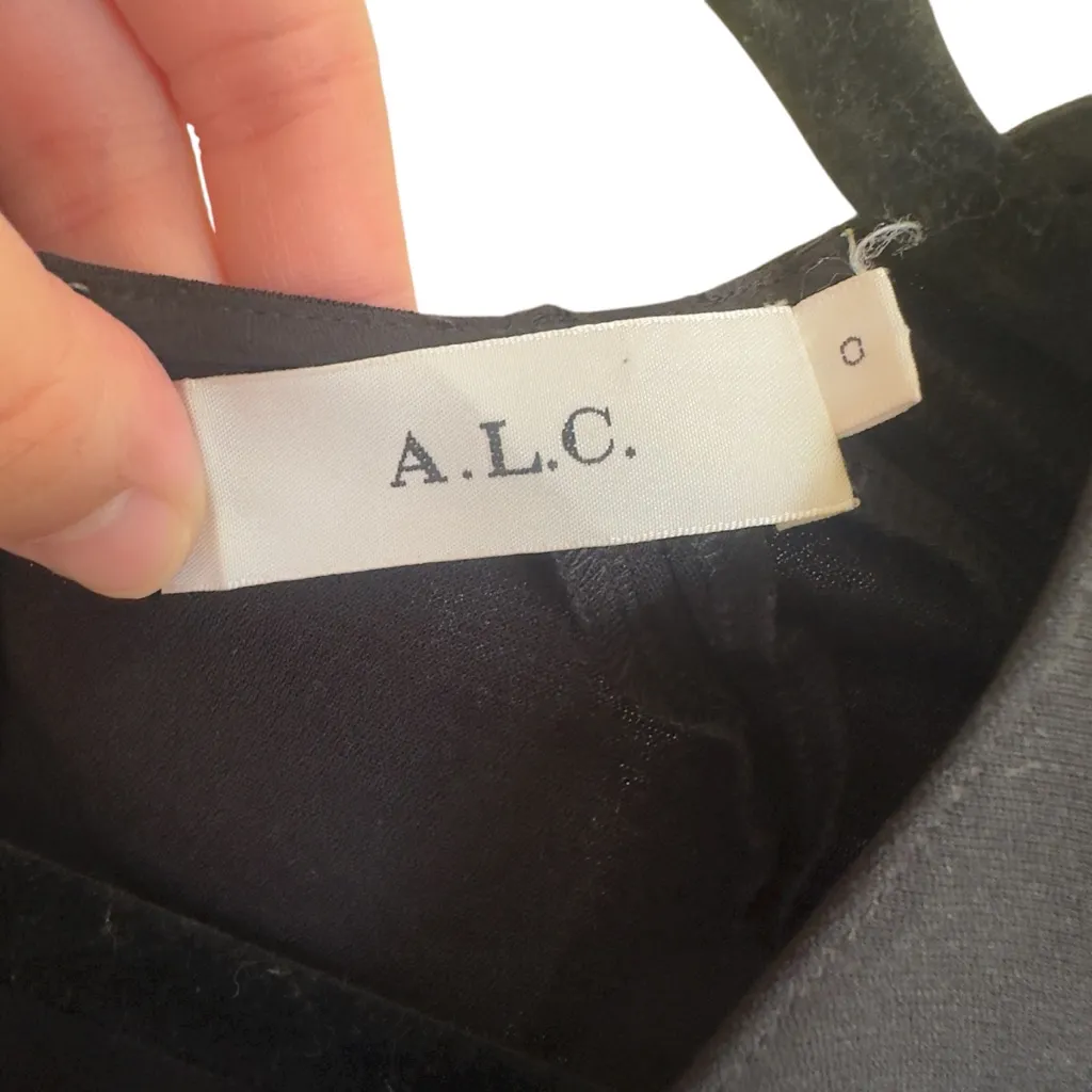 A.L.C. Mara Black Cocktail Party Long Sleeve Deep V Neck Mini Dress Size 0 - Image 6