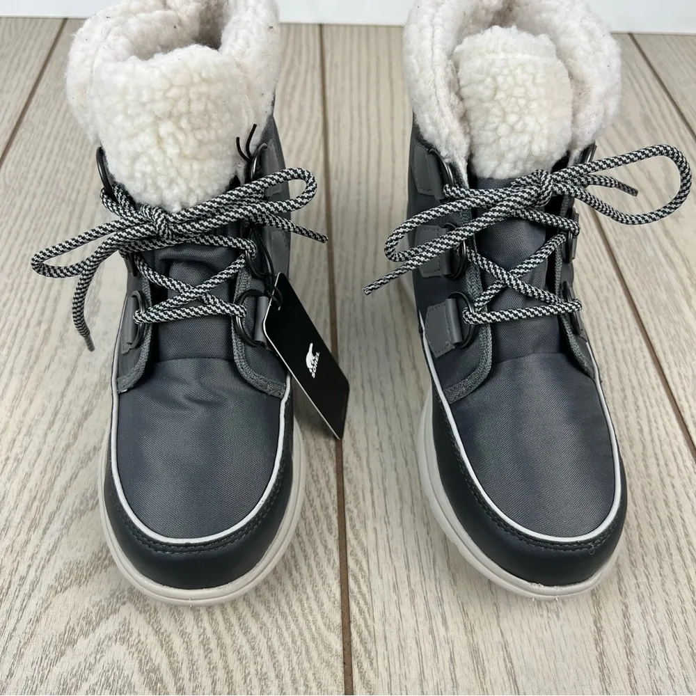 Sorel Explorer Carnival Waterproof Faux Fur Collar Boots US6 Quarry Grey $150 - Image 3