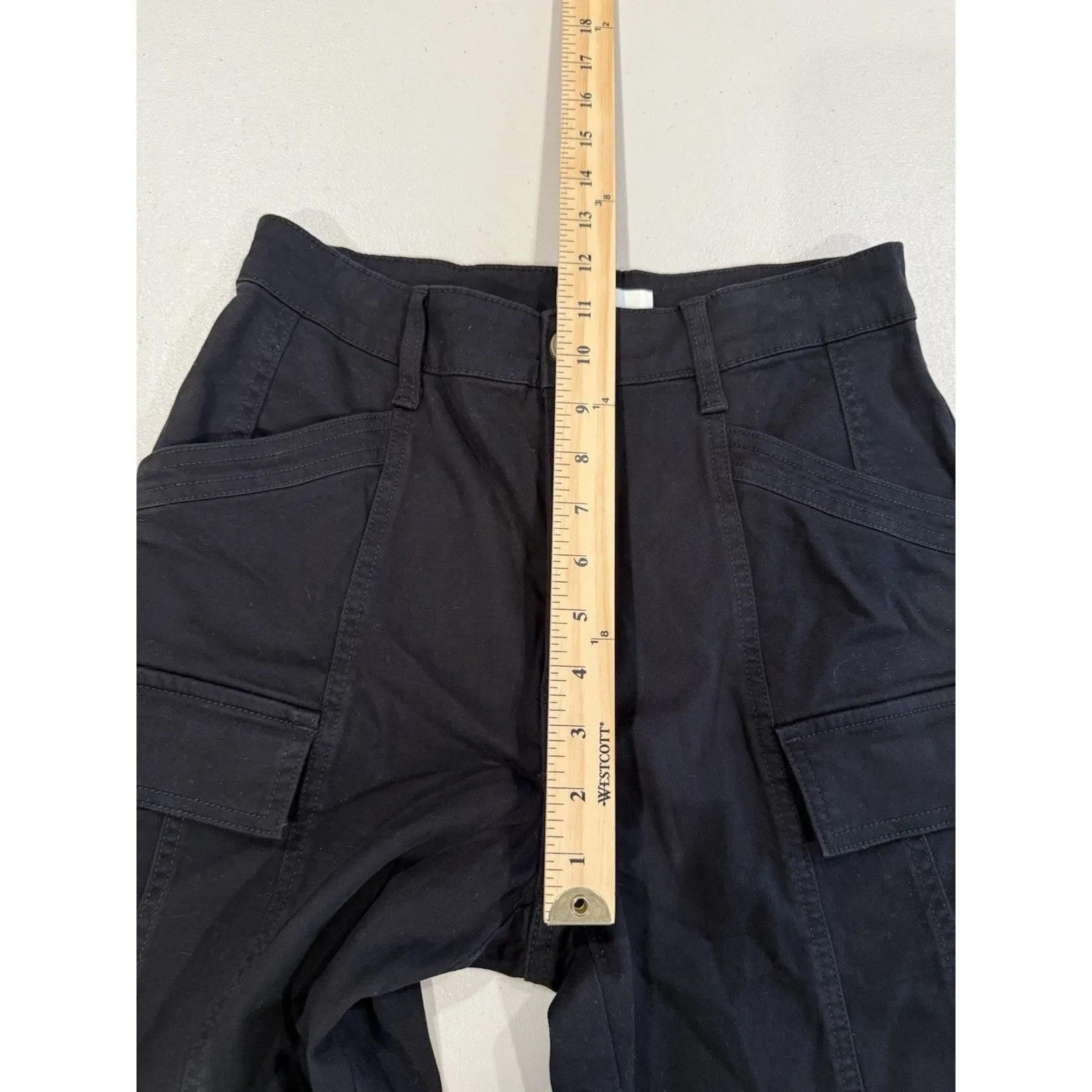 NEW H&M Cargo Pants Womens 6 Black Straight Leg Pockets Workwear Travel Career - Image 5