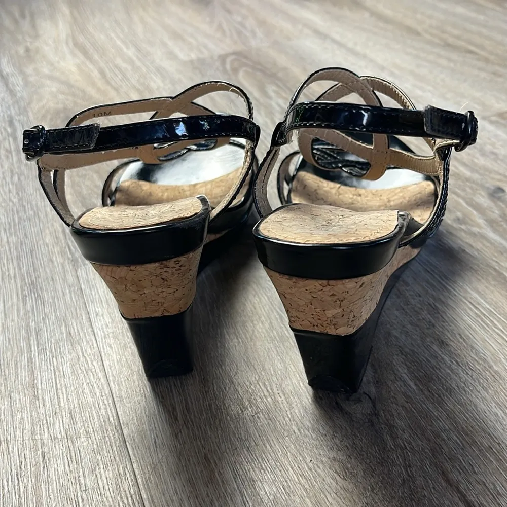 Kenneth Cole Reaction Black Wedge Sandals Size 10 - Image 6