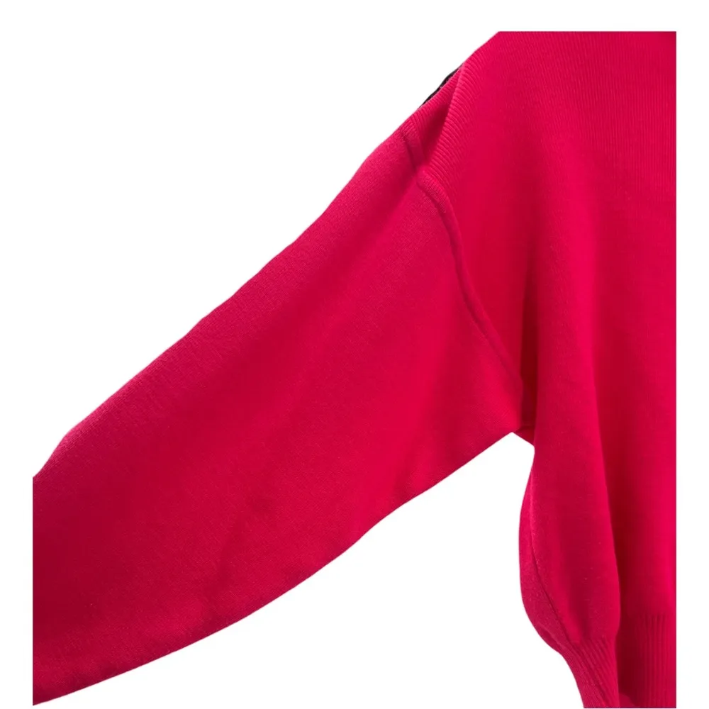 Obermeyer wool blend hot pink turtleneck sweater M outdoor fall winter Ski-T VTG - Image 4