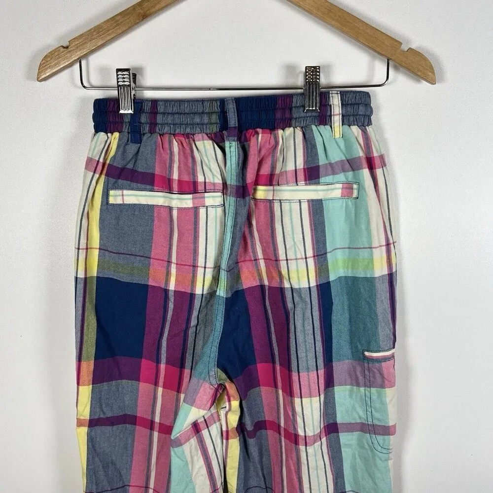 BDG Women's Multicolor Plaid Elastic Drawstring Cropped‎ Pants Small Boho Artsy - Image 6