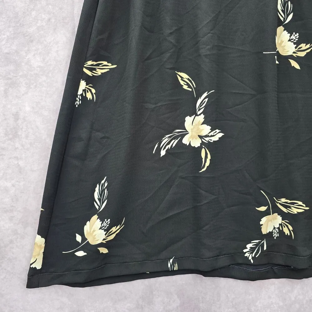 Kathie‎ Lee Black Flare Floral Knee Length Zipper Boho Y2K Indie Skirt Plus 14 - Image 4