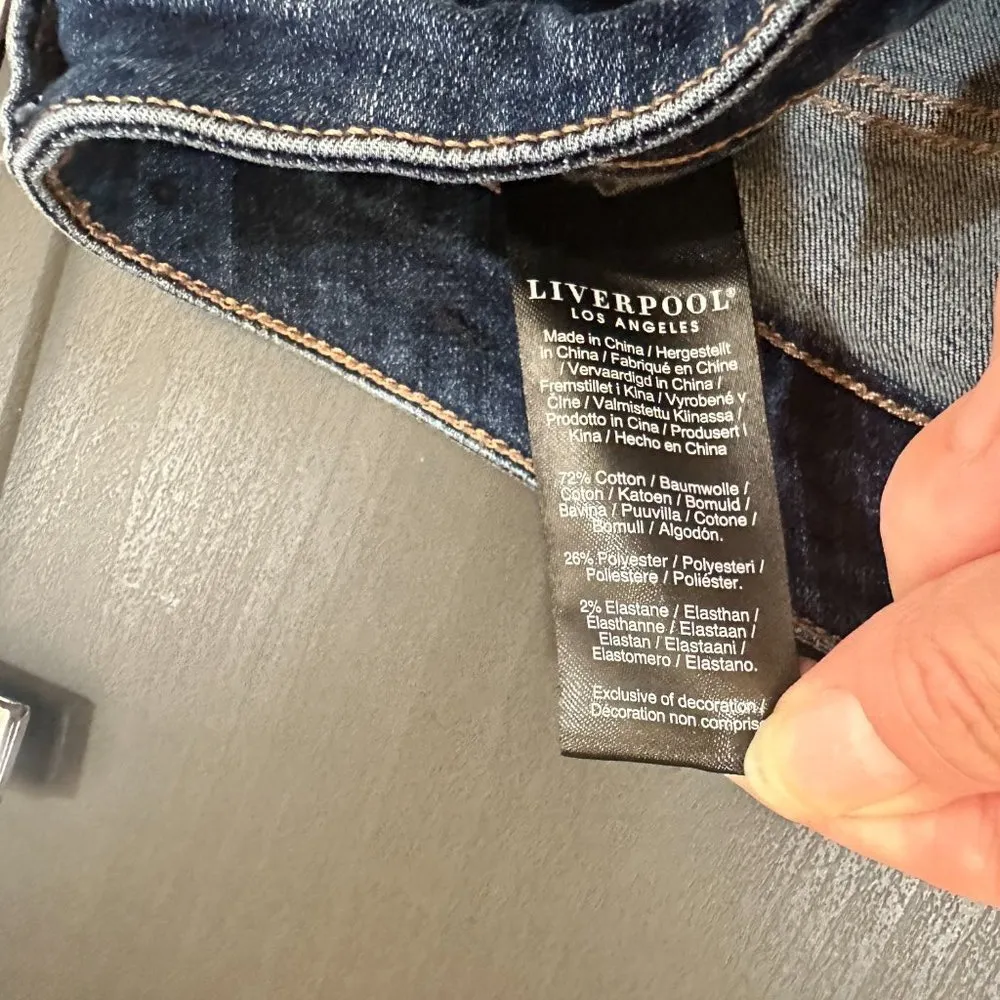 LIVERPOOL LOS ANGELES Crop Wide Leg Raw Hem Denim Jeans Size 10 / 30 - Image 11