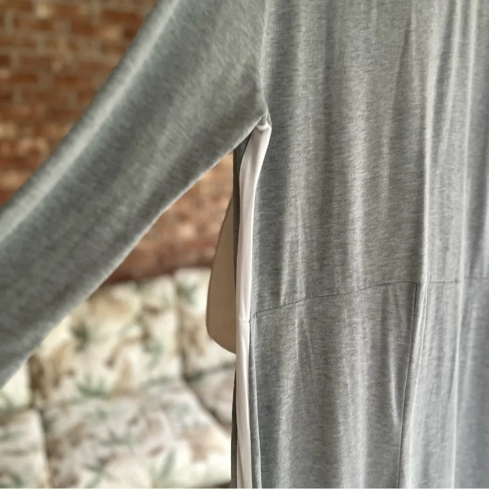 NWT Boohoo Jumpsuit Bodysuit Side Stripe Knit Grey Long Sleeve Mock Neck 14 Chic - Image 6