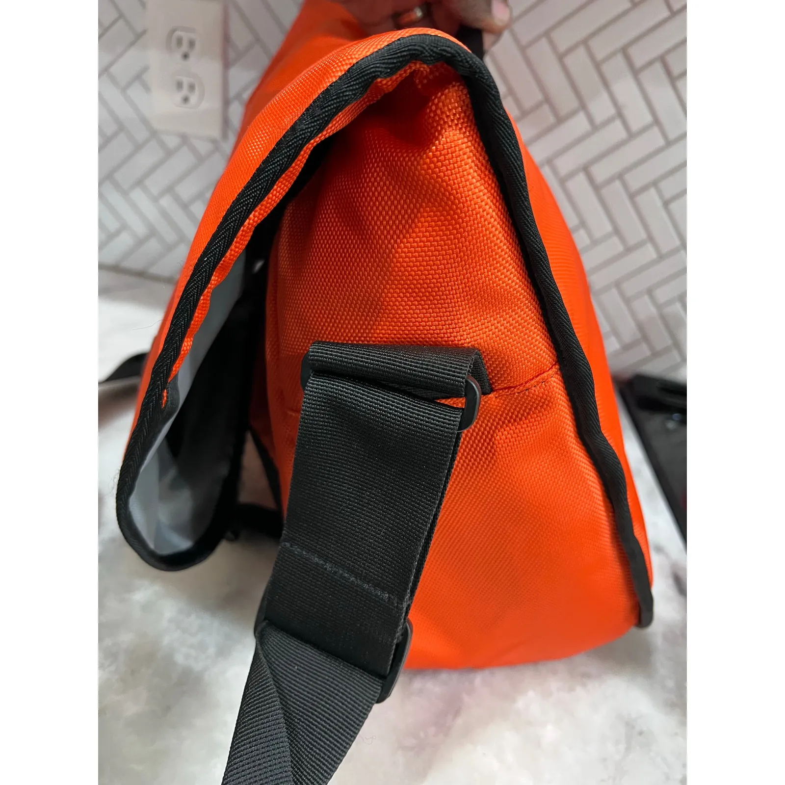 The North Face Messenger Laptop Bag Orange Black Shoulder Bag w/ FAUSTO Embroid - Image 16