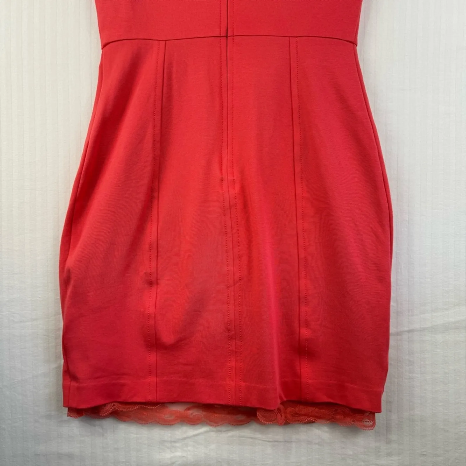 Trina Turk Lace Sleeveless BodyCon Coral Pink Pencil Midi Dress 8 Office Siren - Image 5