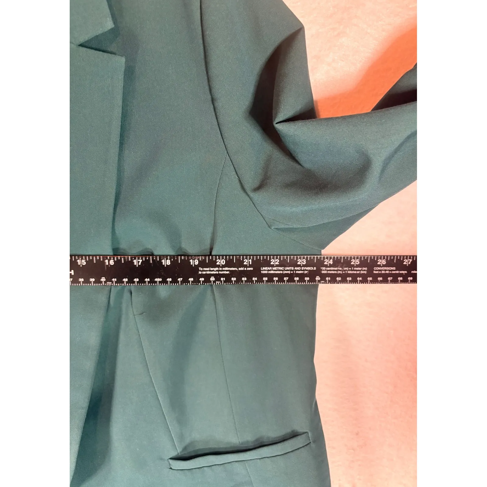 ELOQUII Emerald Green Open Front Collarless Blazer Jacket 3/4 Sleeves   18 - Image 6