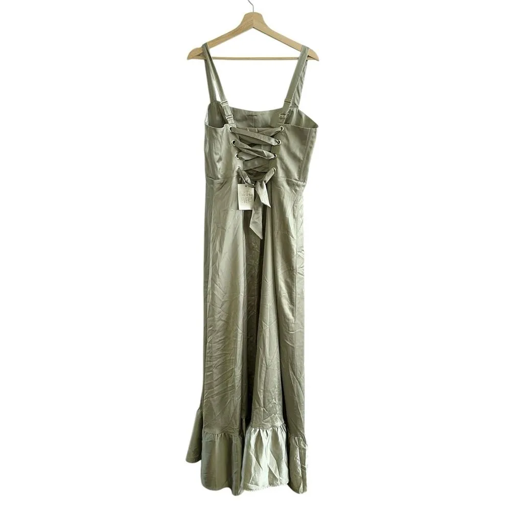 Show Me Your Mumu Clarissa Corset Dress in Moss Green Luxe Satin XL NWT - Image 5