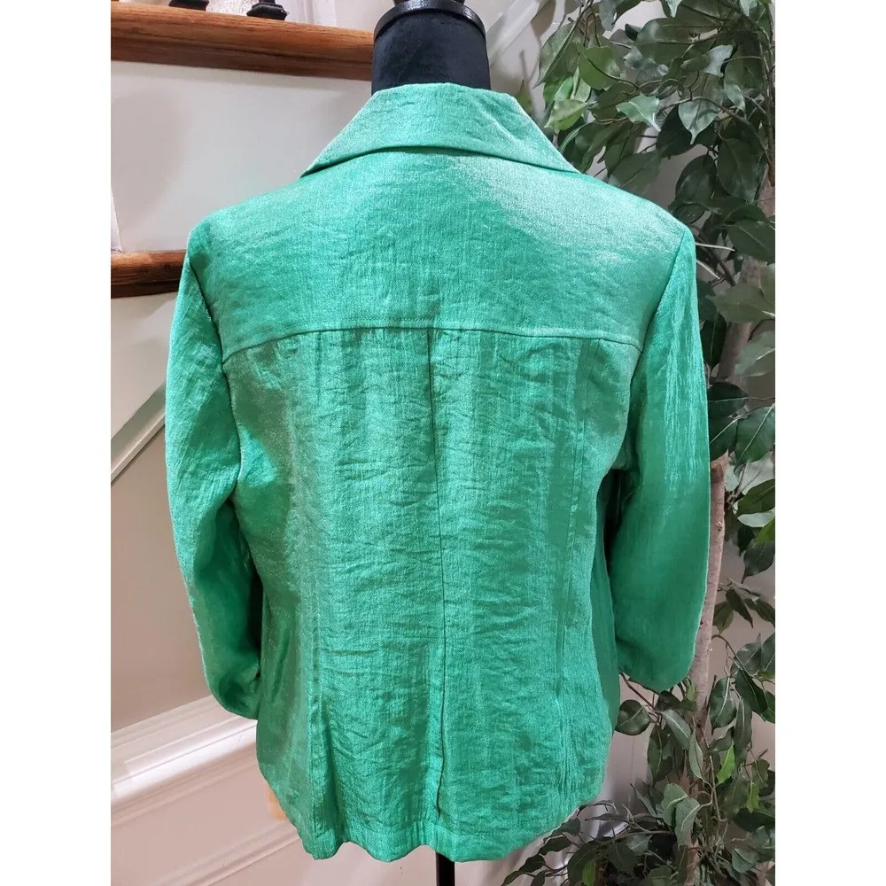 Choices Women's Green Rayon Open Front Long Sleeve Blazer Jacket Size Large - Image 6