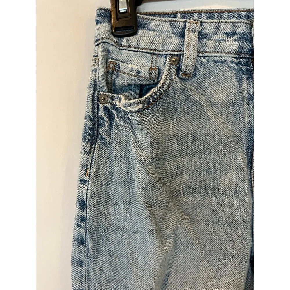 American Eagle Women's Size 0 Short Ripped Mom Jeans Light Blue Denim - Image 11