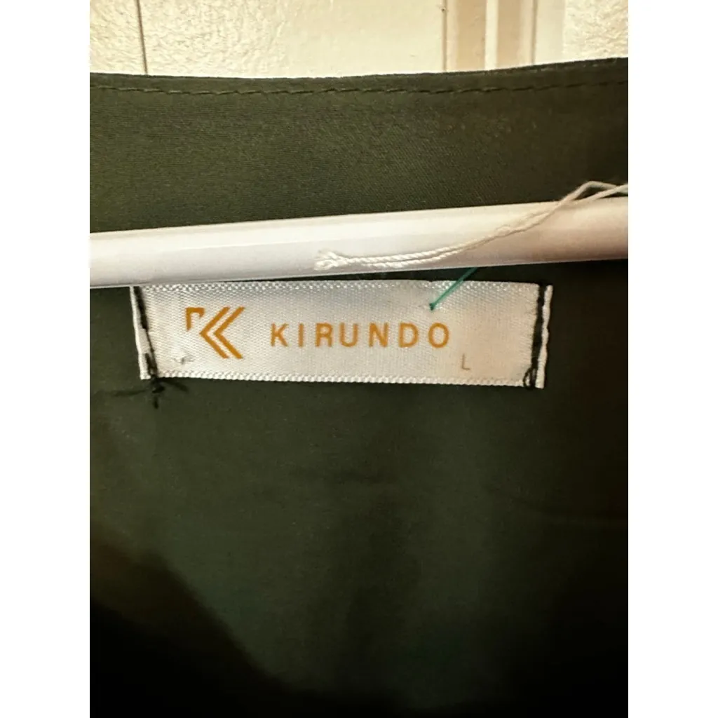 KIRUNDO Green Long Sleeve Dress with Pom Pom Detail L Size L - Image 6