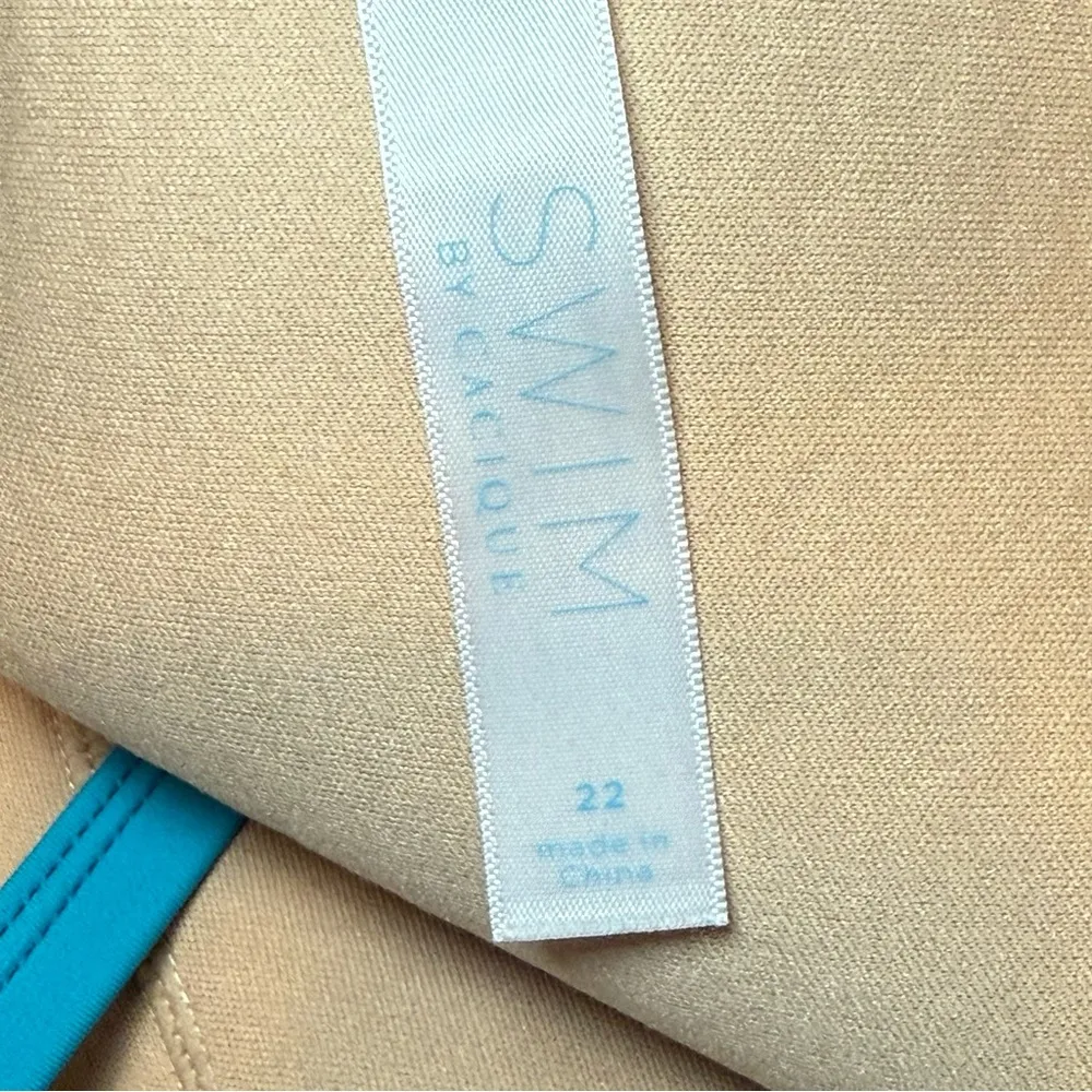 Swim by‎ Cacique Womens Plus Size 22 Tankini Top Teal Blue Tropical Floral Beach - Image 9