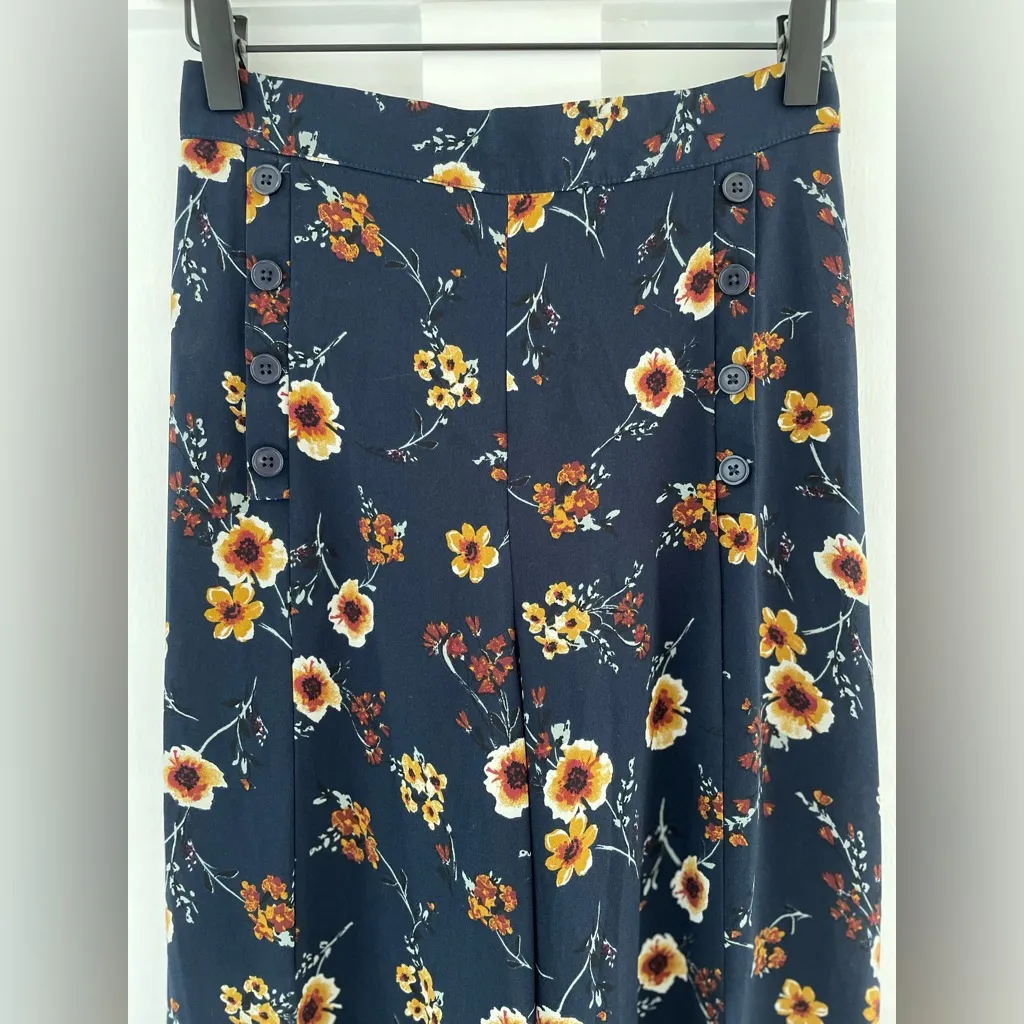 XHILARATION Boho Floral High-Rise Wide Leg Pull-On Pant Cottagecore Size S - Image 5