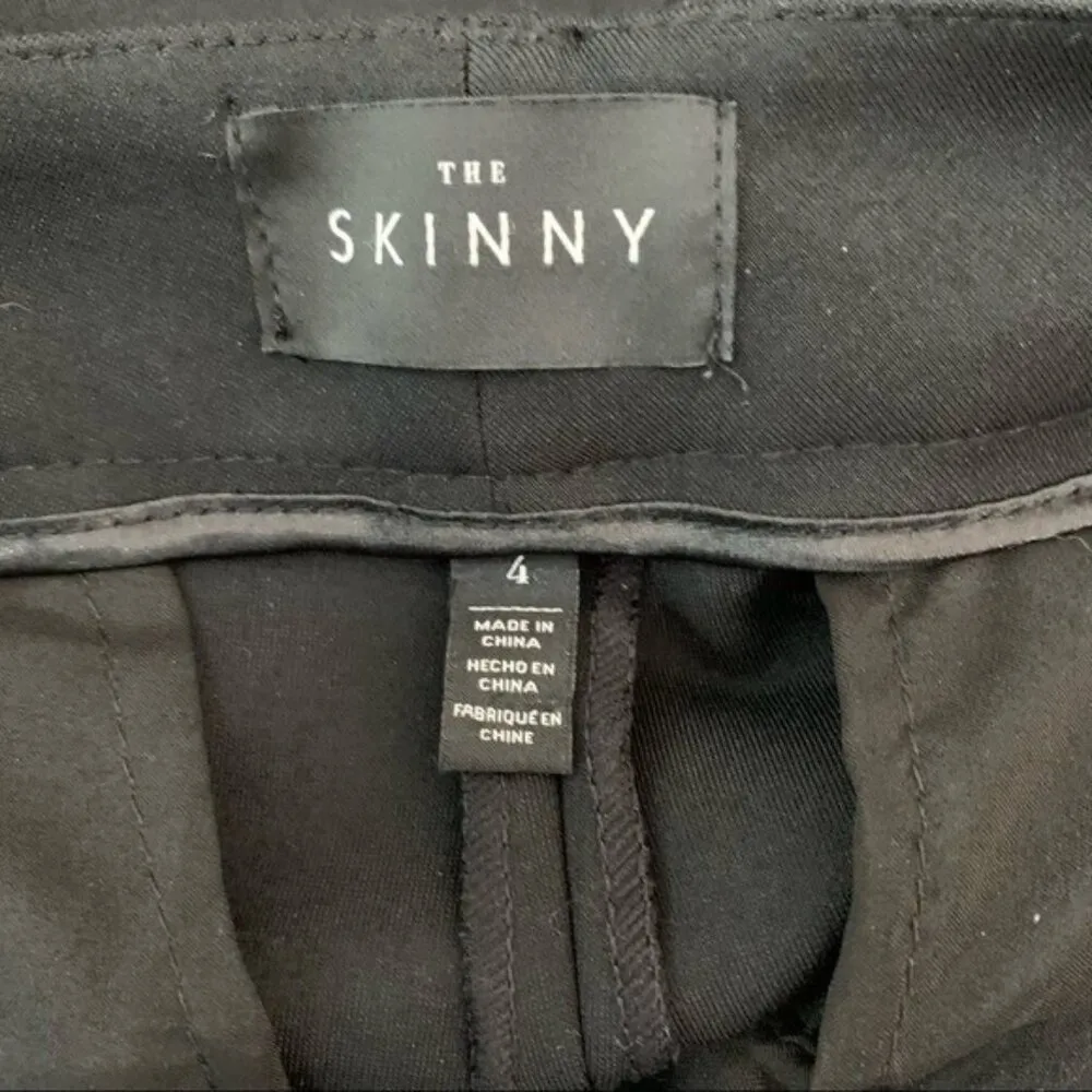 White House Black Market Pants 4 Black Skinny Stretch Textured Sleek Fit - Image 5