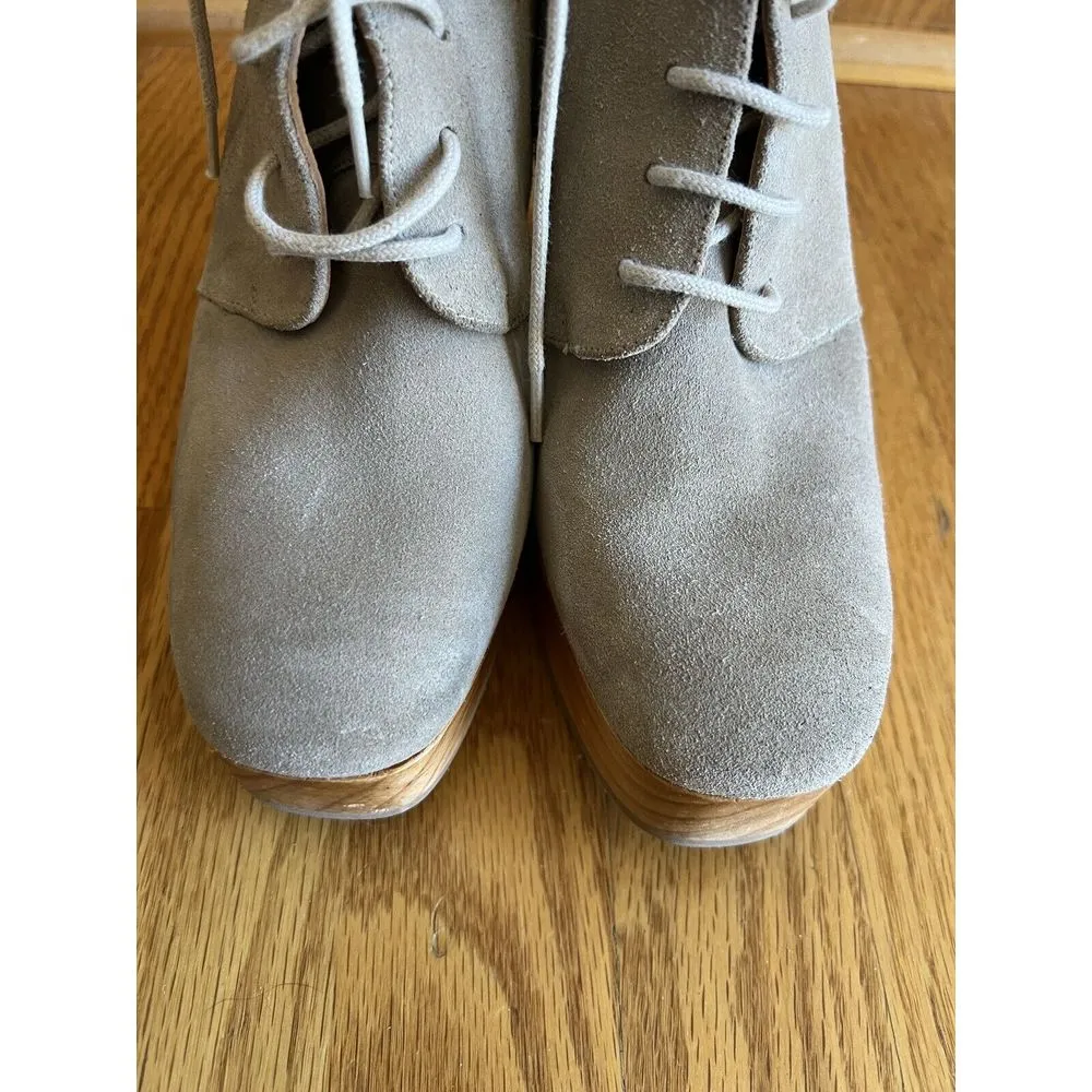 Coclico Vanji Clog Cream Suede Lace Up Heeled Booties Wood‎ Heel Size 6 - Image 11