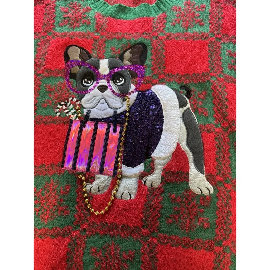 Holiday Time Women Size‎ 4X Boston Terrier Ugly Christmas Sweater Holiday Party - Image 3