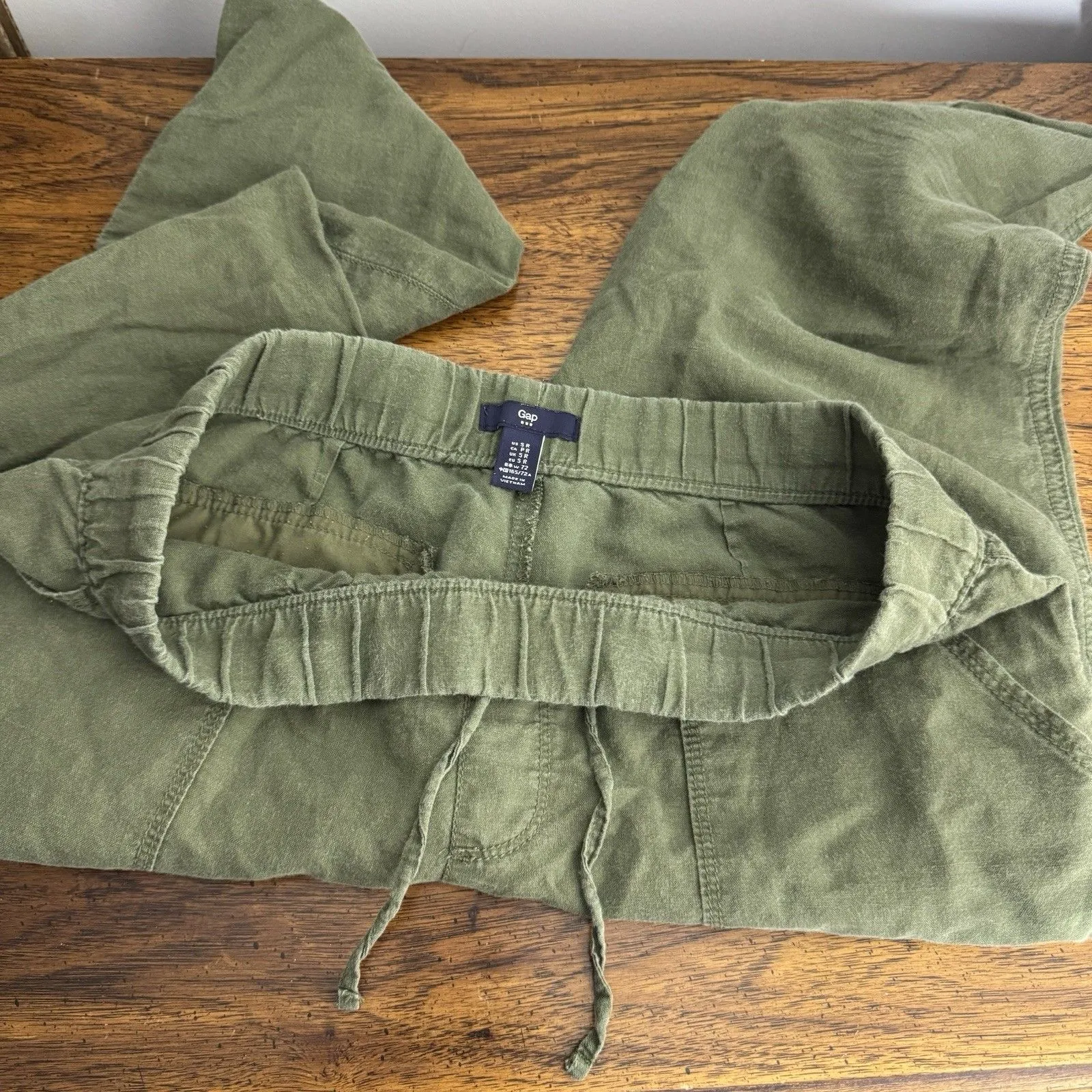 Gap Linen blend Capris Ankle Pants Women Size S‎ R Army Green Coastal - Image 6