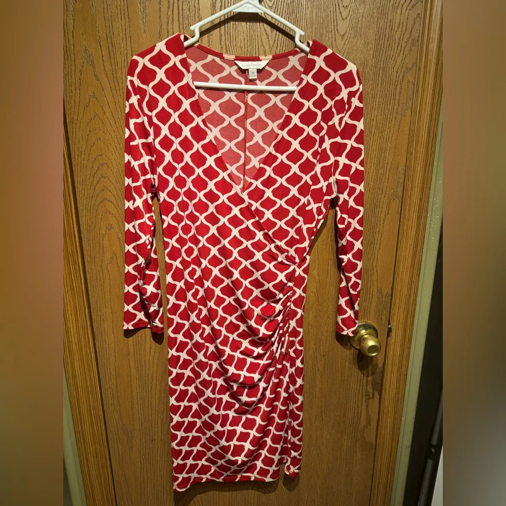 Charming Charle’s. Red and White quarter sleeve dress. Size L - Image 2
