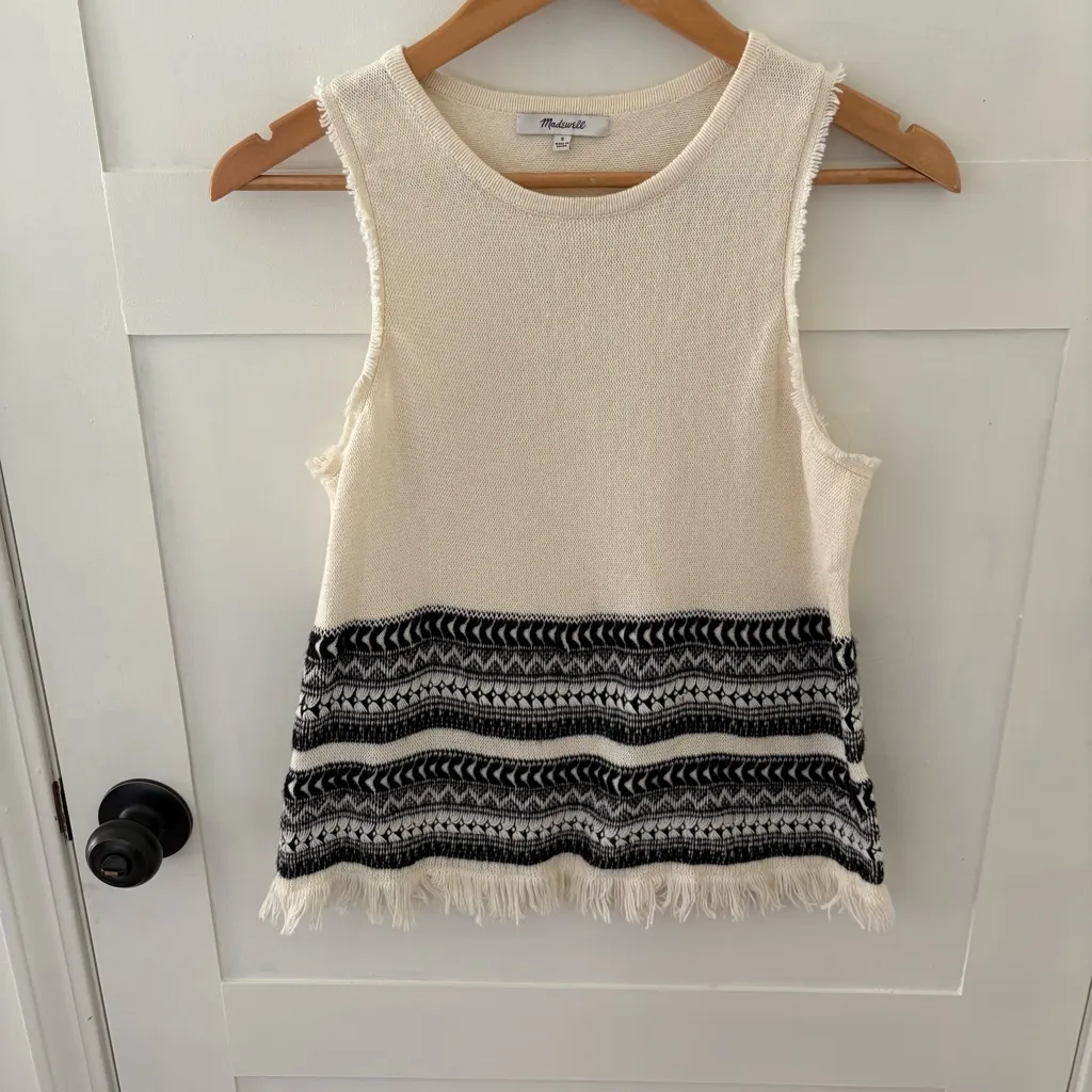 Madewell Villagrove Sweater Tank in Bright Ivory. Size Small. - Image 3