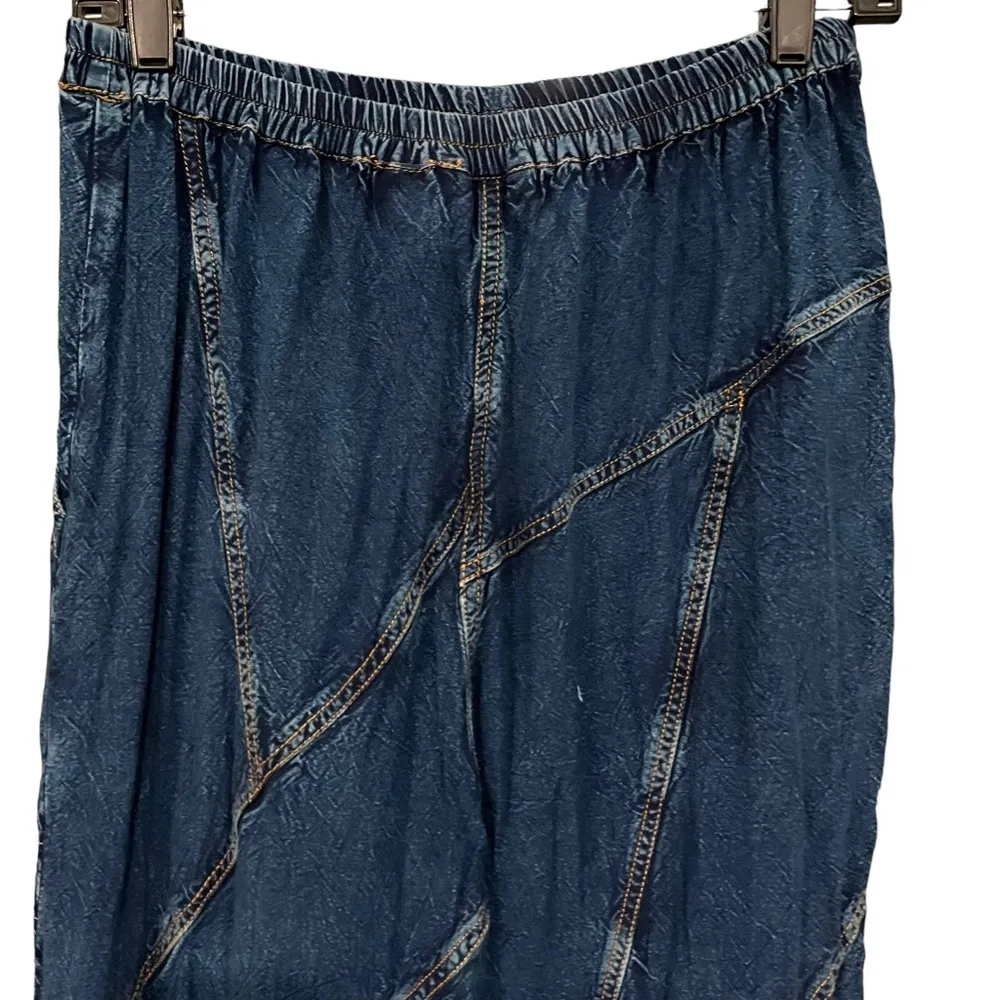 Vintage Sacred Threads Denim Flowy Boho Indie Hippie Harem Pants, Sz M - Image 7