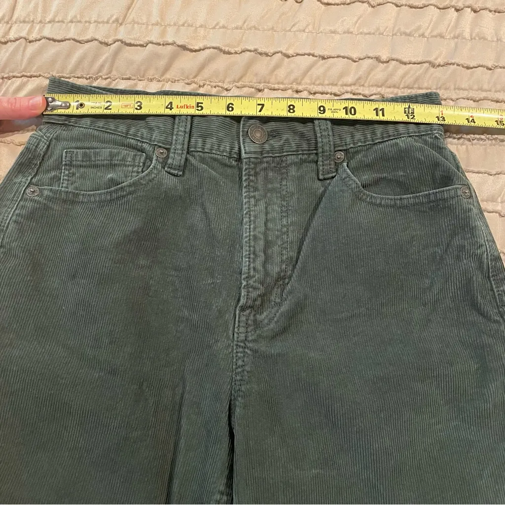 American Eagle Super Stretch Corduroy Mom Jean Denim Hunter Green 0 High Rise - Image 7