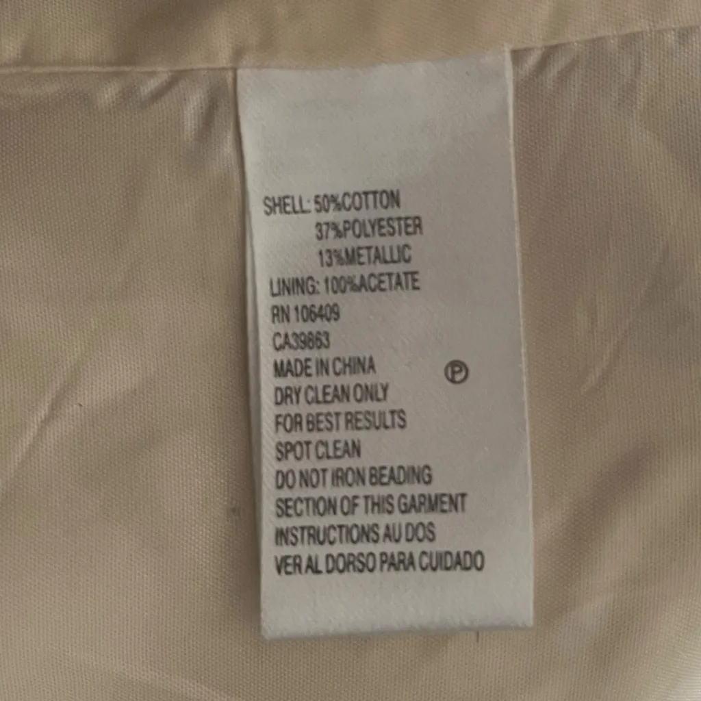 Tahari Arthur S Levine Cocktail Dress & Jacket combo Size‎ 6 Metallic Cream - Image 8