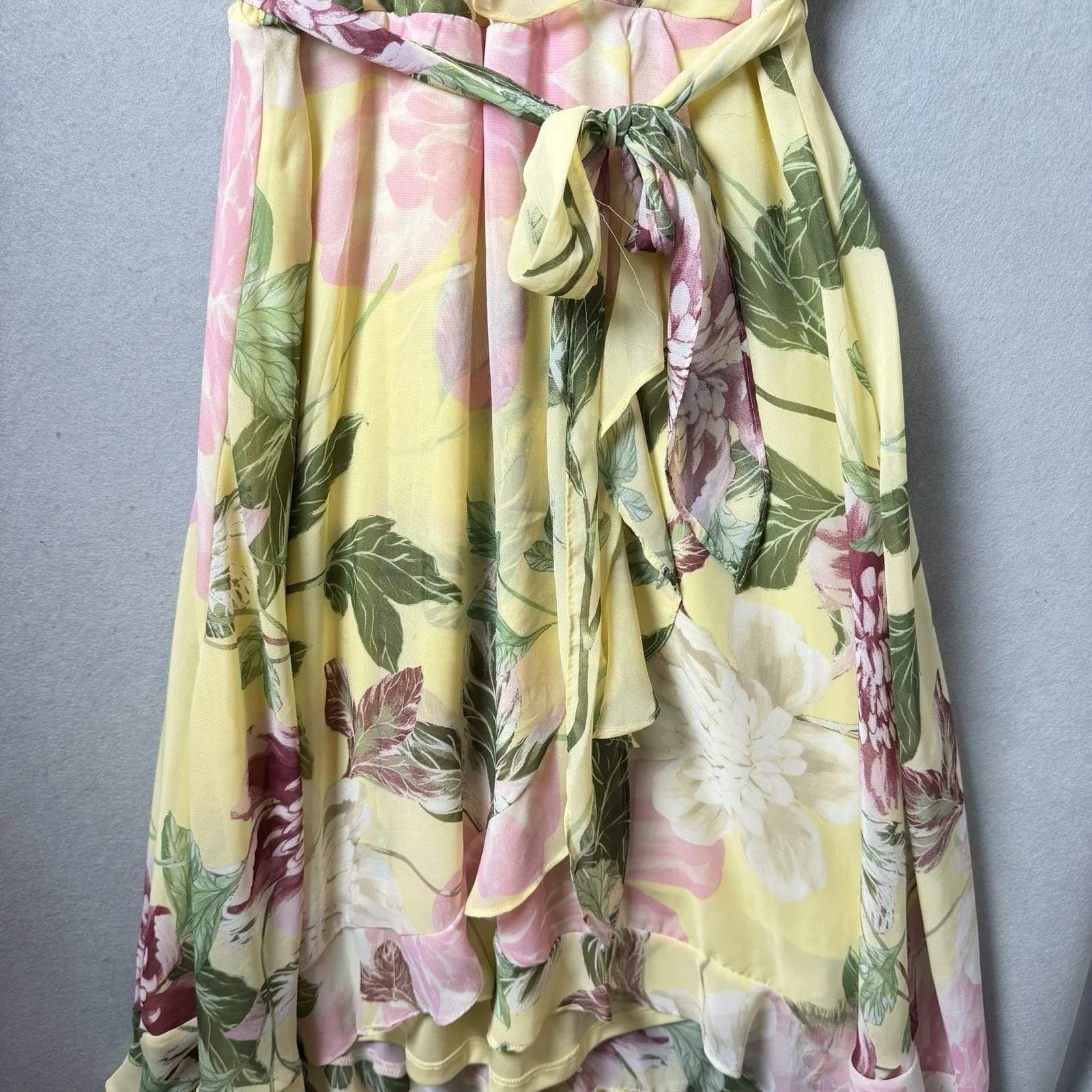 Danny and Nicole Womens Midi Fit & Flare Dress Yellow Dandelion Ruffled - Image 3