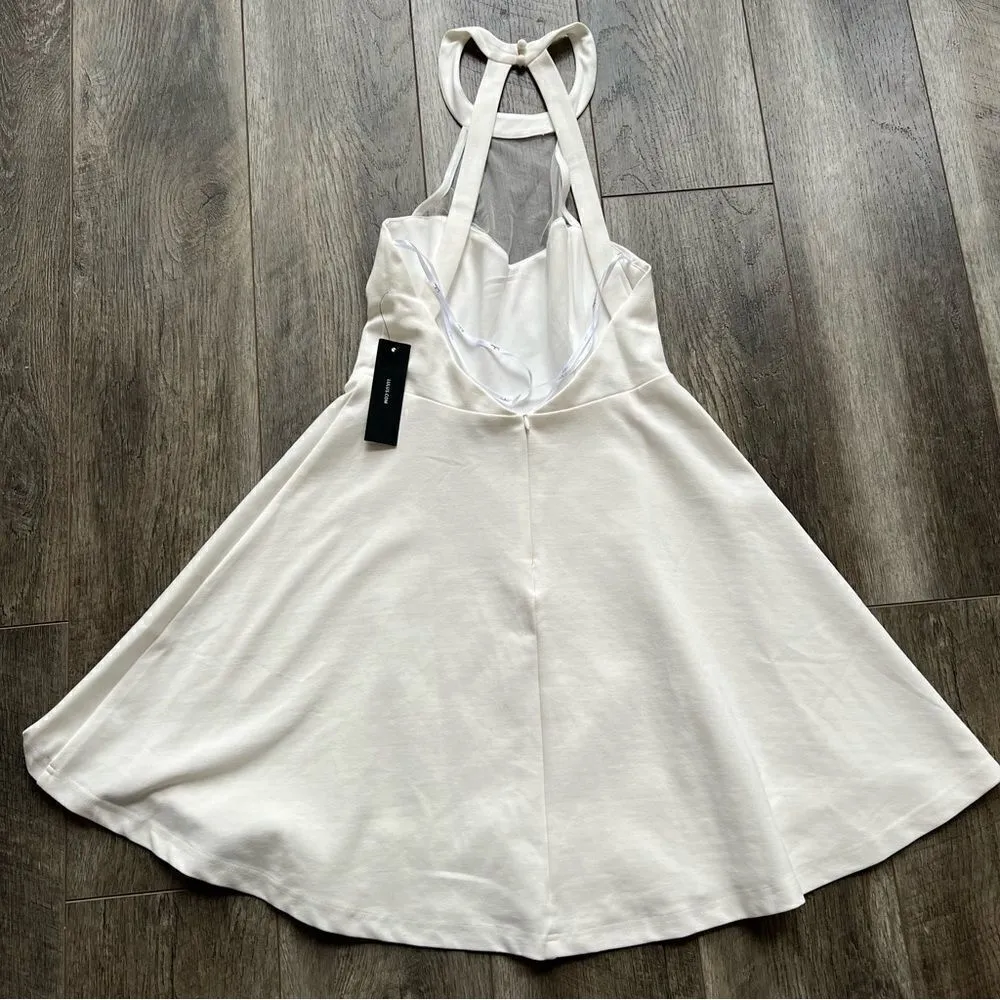 NWT Lulu's White Mesh Light and Grace Halter Skater Dress Size Medium - Image 12