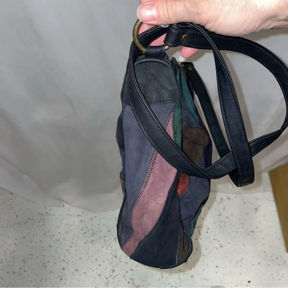 Vintage Y2K faux suede patchwork bag purse Red - Image 8