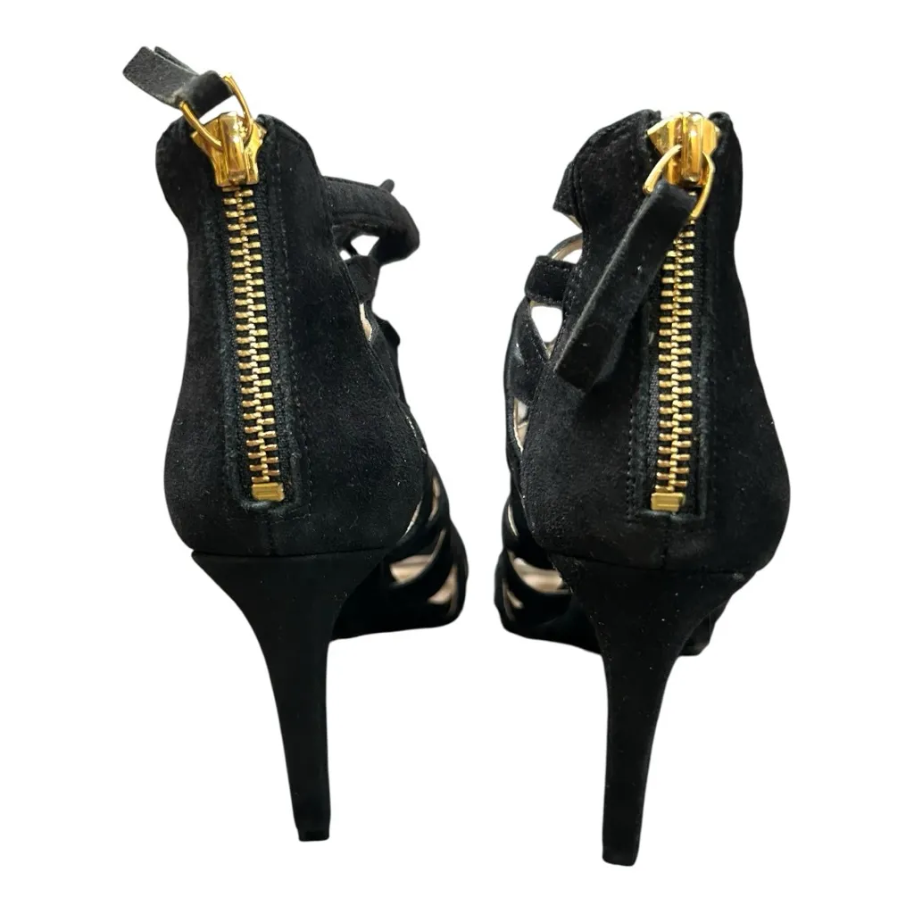 Nine West Authority Black Suede leather Peep Toe Cutout Heels Sz 6 (New)Strappy - Image 8