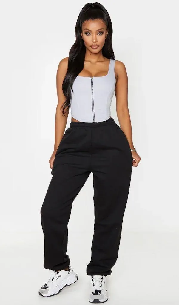 Pretty Little Thing  NWT Shape Grey Zip Crop Top - Image 2