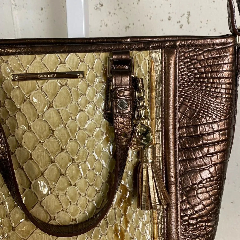 #165 BRAHMIN Champagne & Bronze Bag - Image 6