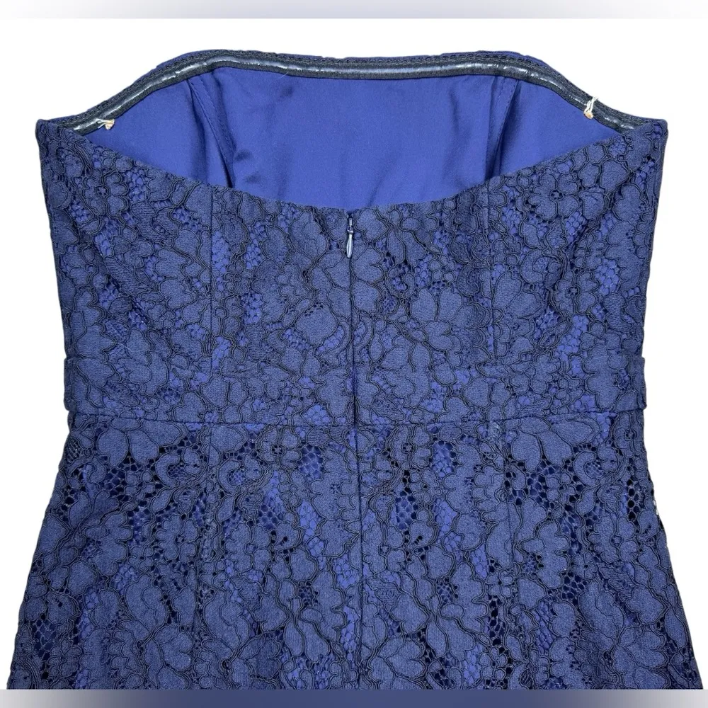 Fame and Partner Strapless Cocktail Dress Lace Navy Blue Womens 6 - Image 10