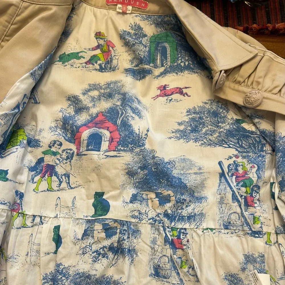 Anthropologie Manoush Women's Cream Light Tan Cropped Blazer Trench Size Small - Image 7