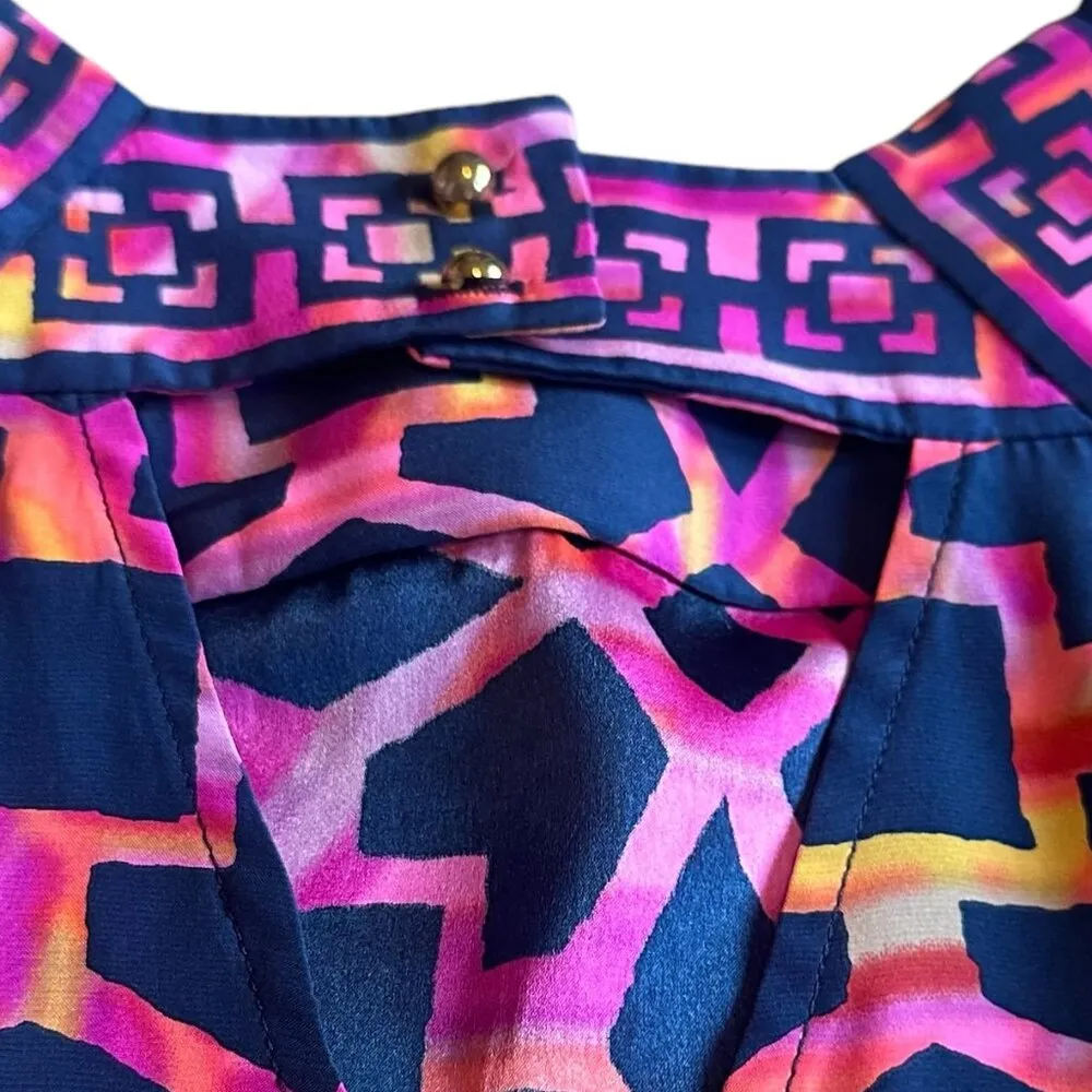 Alice & Trixie Colorful Shift Dress Halter Style 100% Silk Geometric Size Medium - Image 8