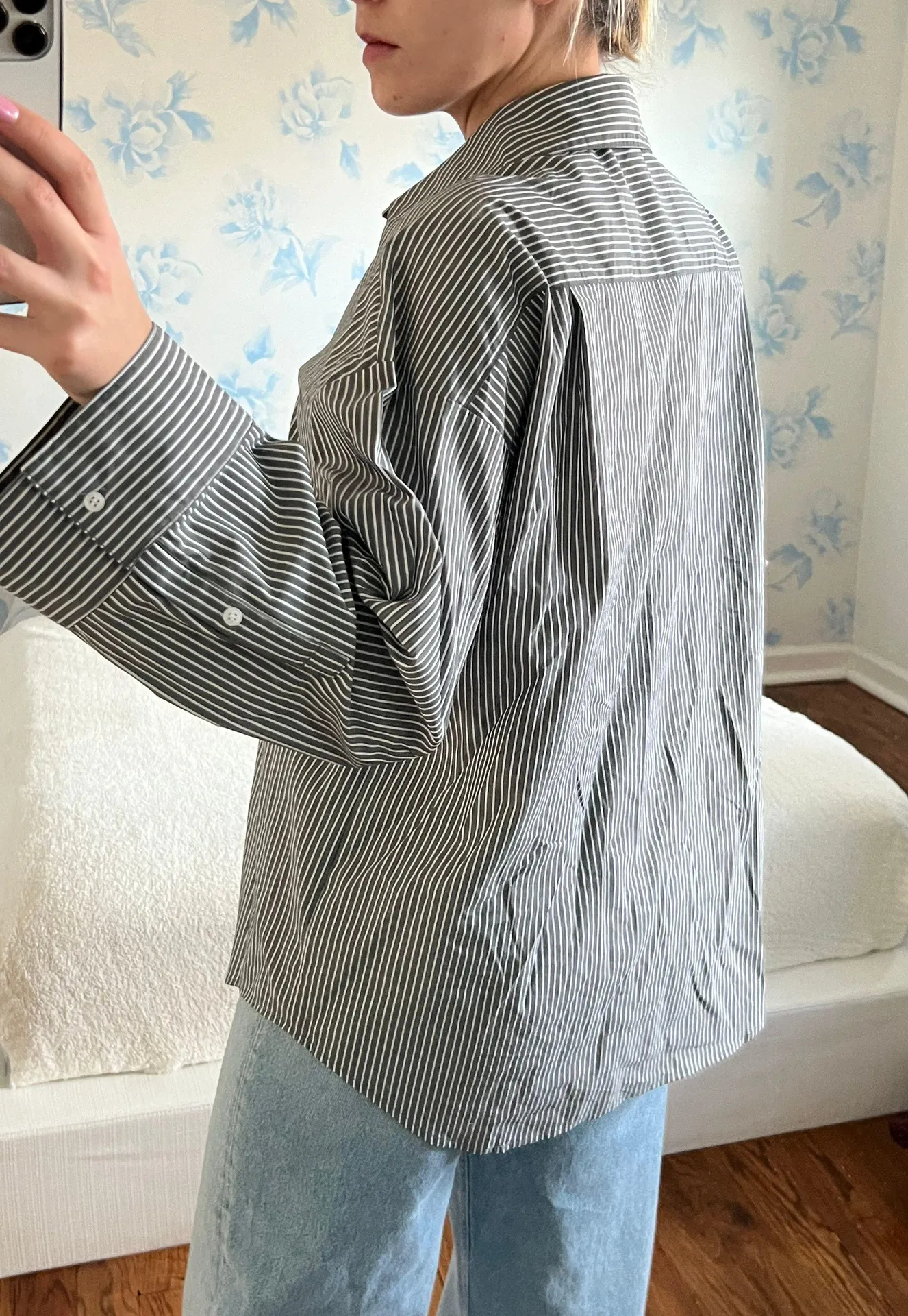 Grey White Stripe Button Down - Image 3