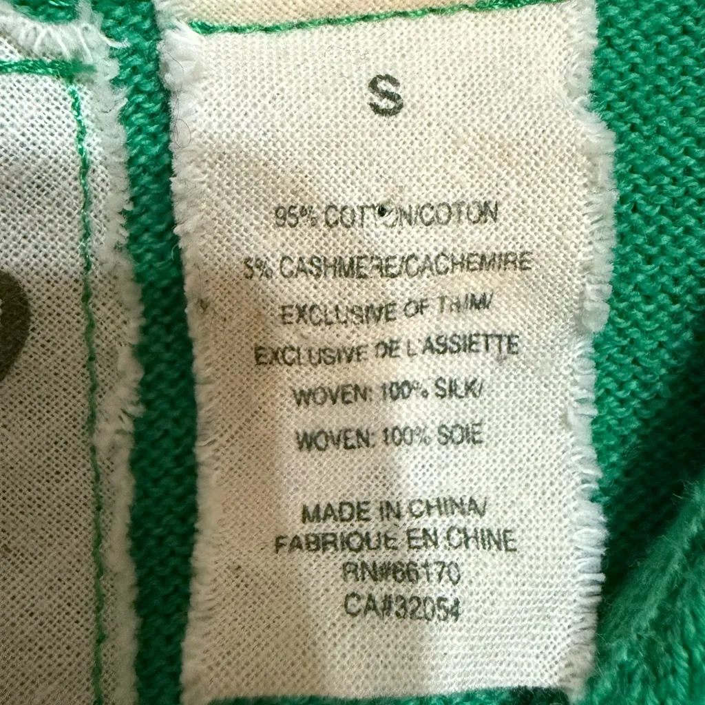 Anthropologie Field Flower Shamrock Green Cashmere/Cotton Blend Cardigan Sz S - Image 4