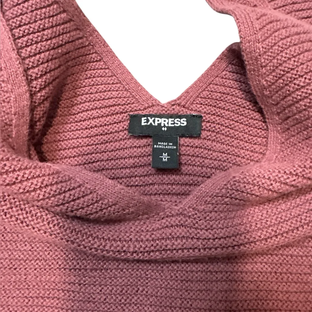 Express Crochet Ribbed Knit Mauve Sweater Tank - Image 3