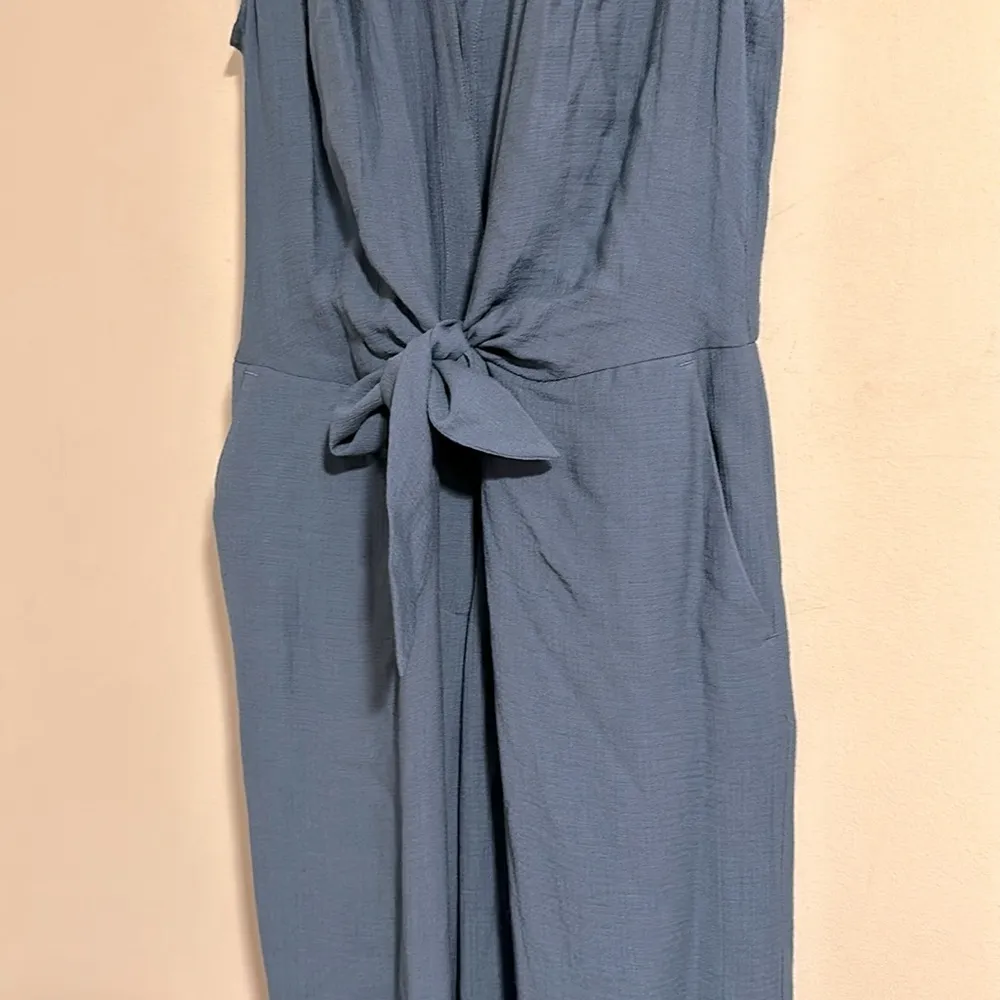 Brochu Walker Madsen oceanic Blue tie viscose summer wide leg blue jumpsuit - Image 5
