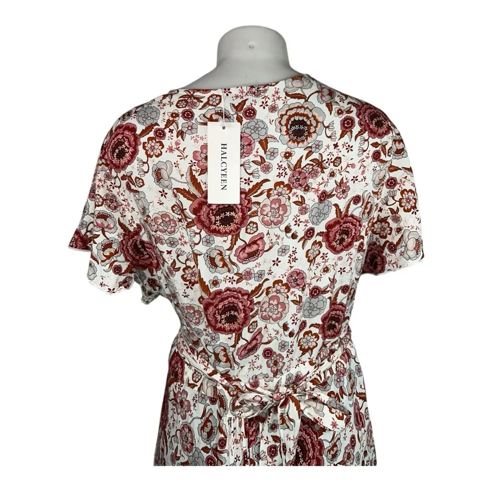 HALCYEEN Elegant Boho Maxi Dress with Flowing Silhouette White/ red flowers XXL White - Image 11