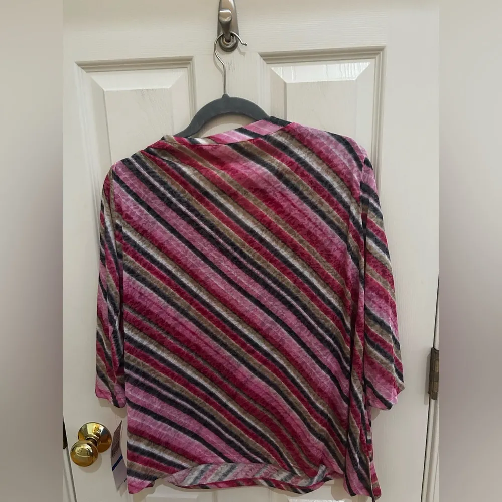 NWT Ruby Rd. Stripe 3/4 Sleeve Blouse - Image 3