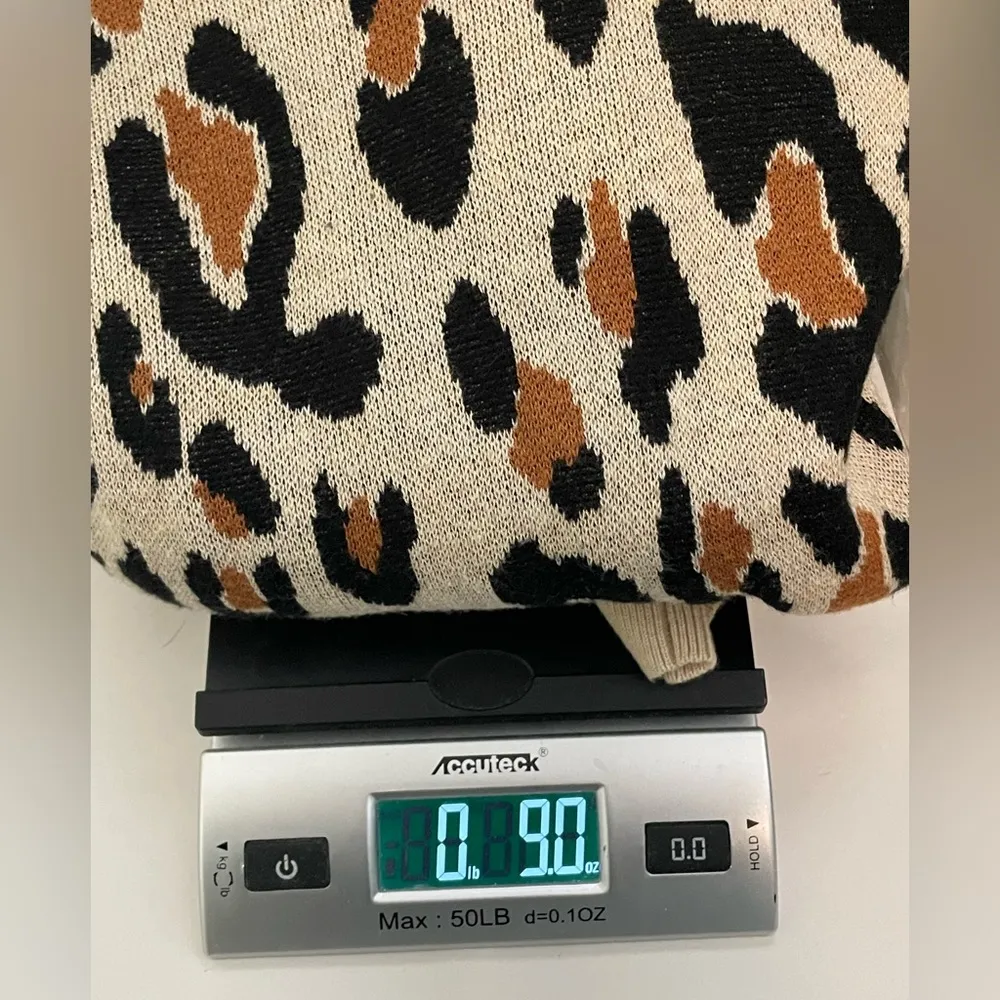 A New Day  Tan/Black‎ Leopard Print Sweater LARGE - Image 7