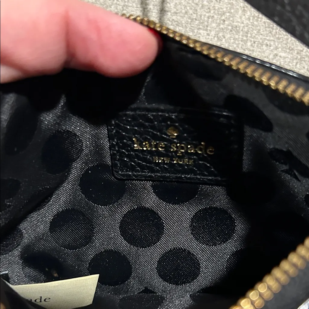 Kate Spade 2 Black Pebbled Leather Clutch and Black Pebbled Wristlet w COA’s - Image 5