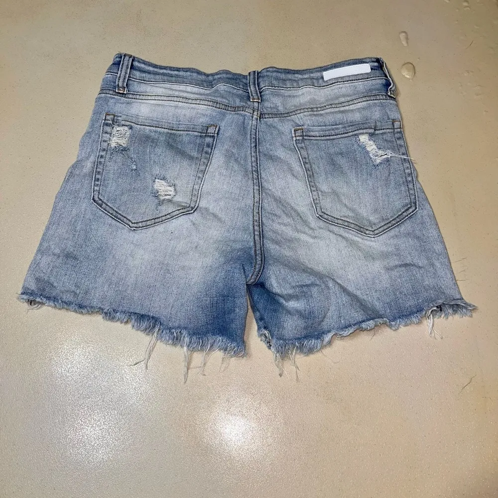 Distressed Frayed Denim Jean Shorts - Image 2