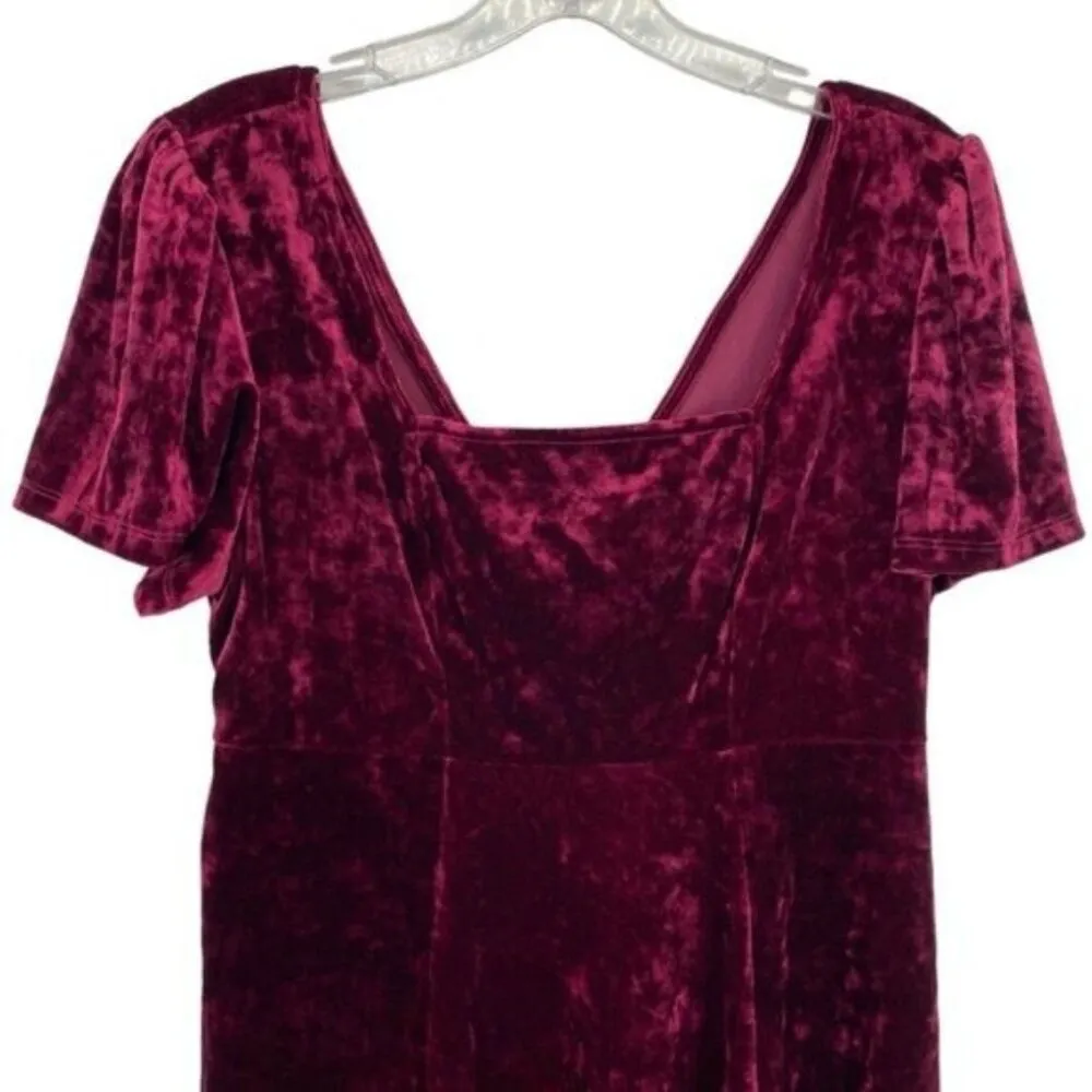 Crushed Velvet Babydoll Dress Goth Vamp Y2K Red Size L - Image 2
