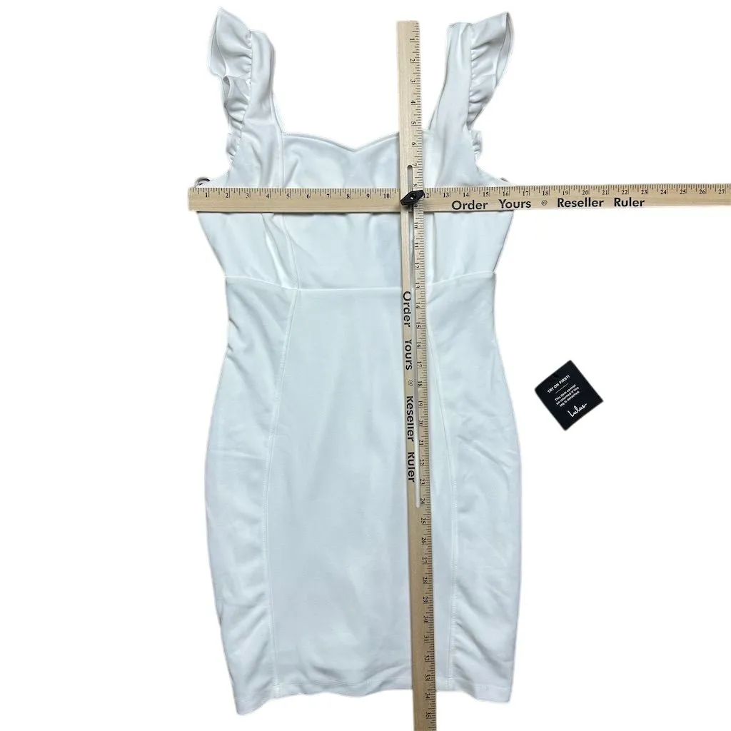 NWT Lulus Miriam White Ruffled Bodycon Dress L Party Cocktail Bridal LWD - Image 5