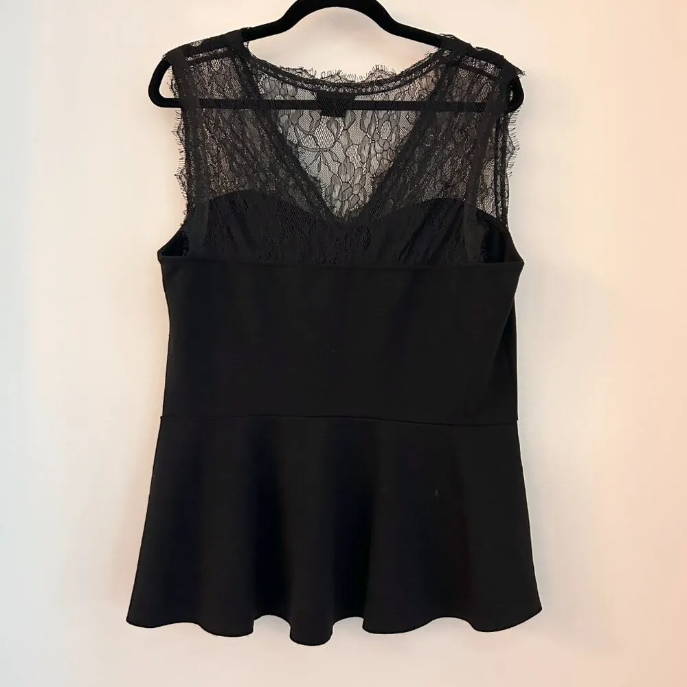 City Chic Black Sweetheart Neckline Lace Sleeveless Peplum Top Size 14 - Image 5