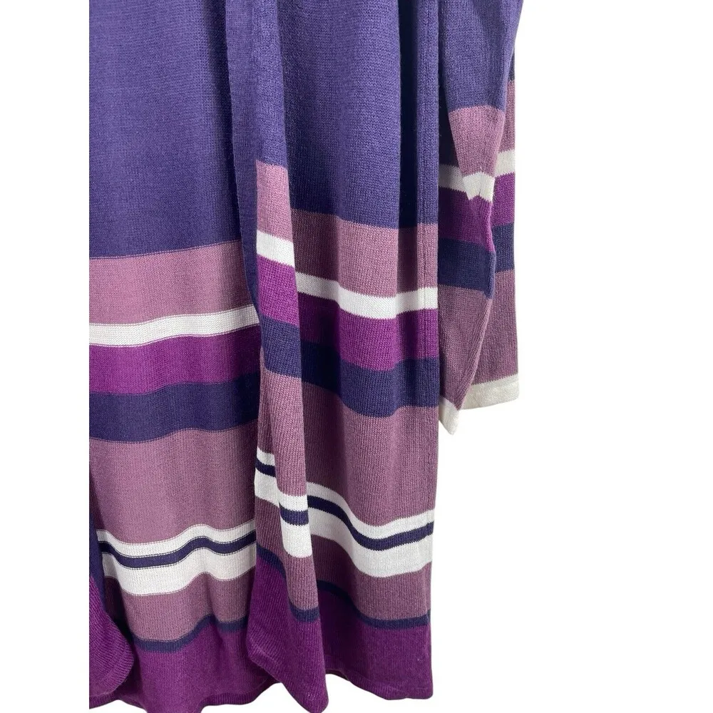 Evelyn Taylor Woman Shades Of Purple Striped Open Front Cardigan Sweater 1x - Image 3